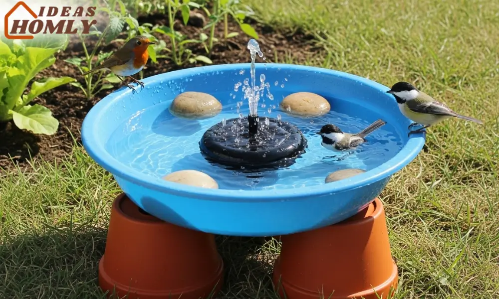 Affordable DIY Solar Bird Bath with Plastic Bowl and Floating Pump
