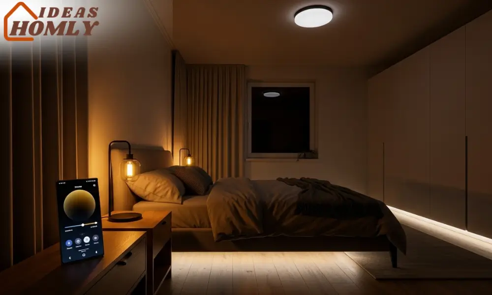 Bedroom with Smart Lighting and Dimmers