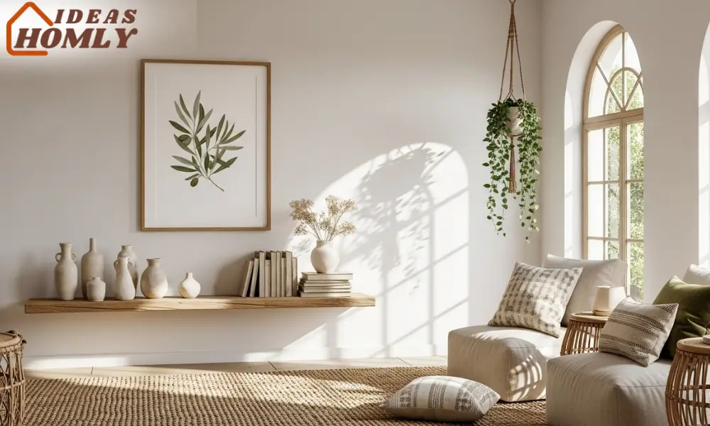 Boho-Inspired Room With Olive Branch Wall Art