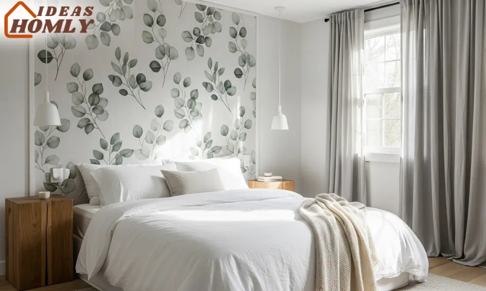 Botanical Wallpaper Accent Wall for a Fresh Spring Bedroom Vibe