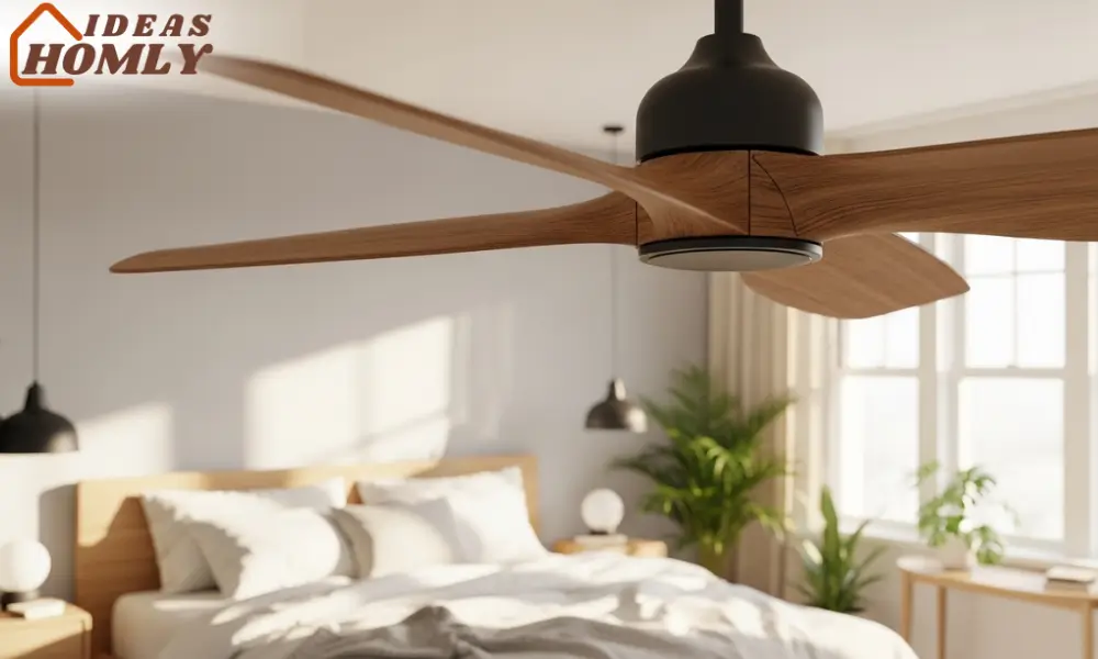 Ceiling Fan with Wooden Blades for Summer Cooling