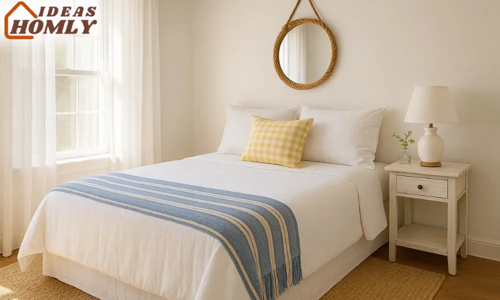 Coastal and Gingham Accents to Brighten Small Bedrooms