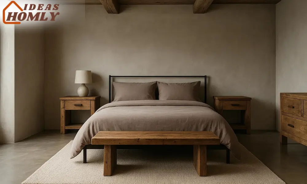 Concrete and Reclaimed Wood Industrial Bedroom Harmony