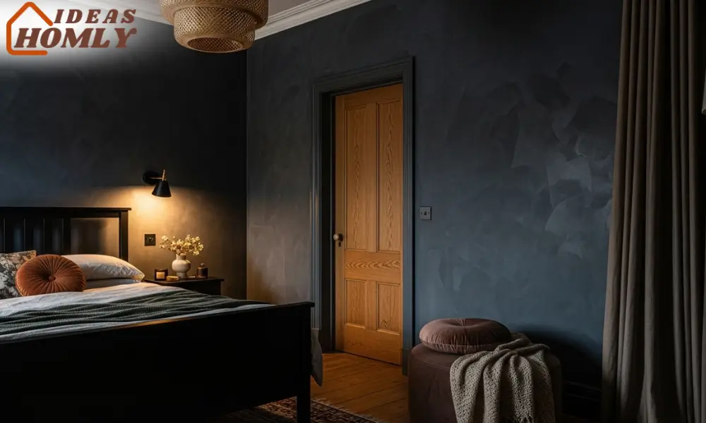 Dark Textured Bedroom Walls for Rich, Designer Appeal