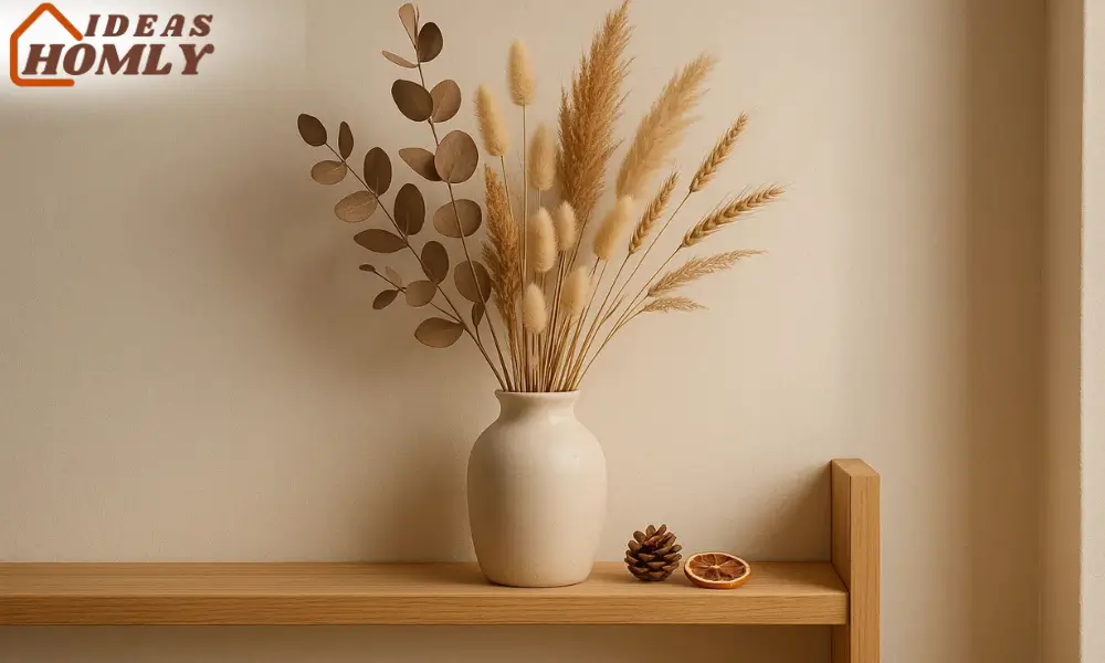 Dried Eucalyptus and Pampas Grass Arranged for Fall Room Vibes