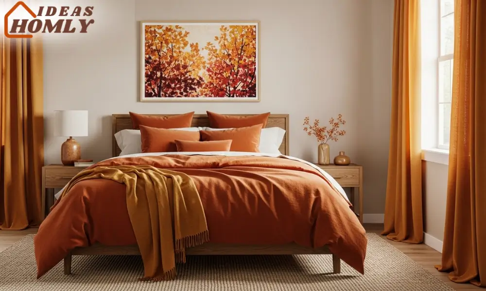 Elegant Fall Bedroom with Rust and Ochre Color Palette