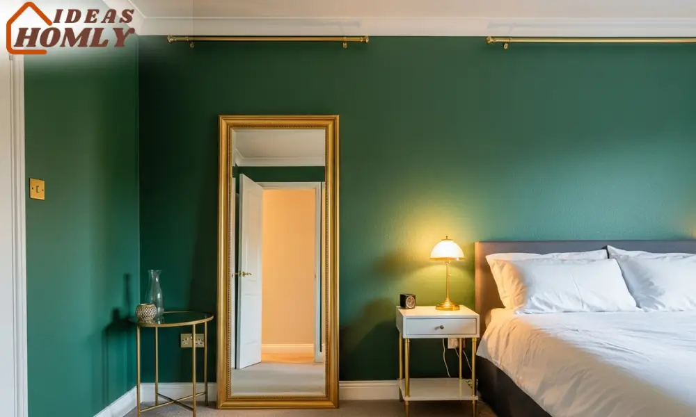 Emerald Green Glam Bedroom with Gold Highlights