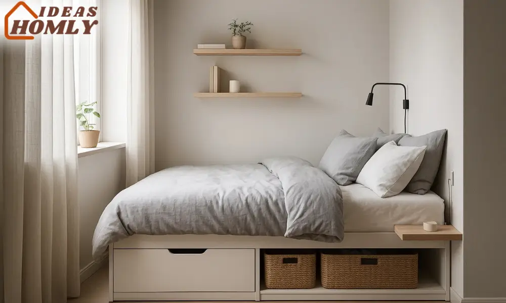 Functional Scandinavian Bedroom with Hidden Storage and Clean Lines