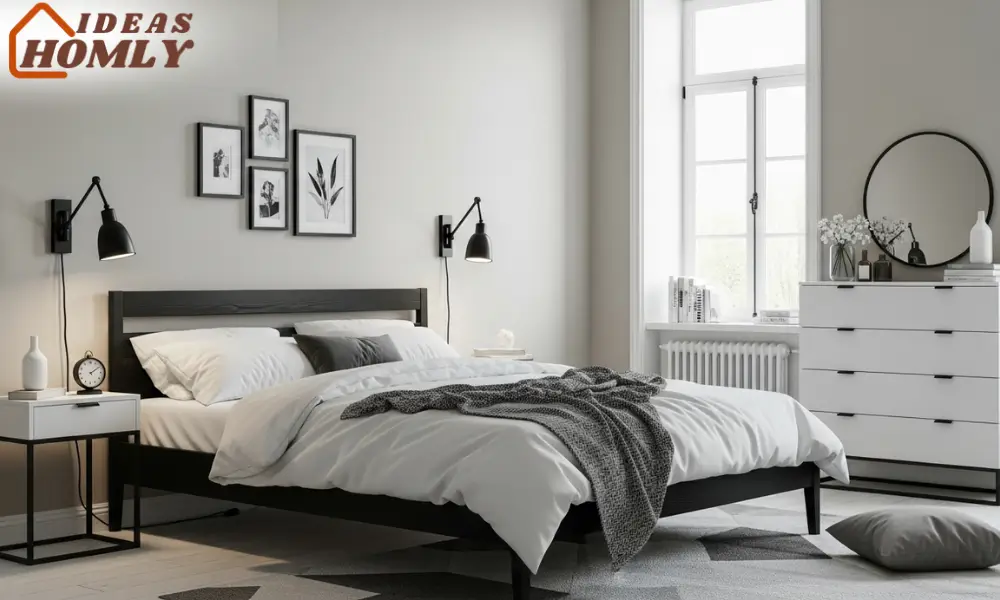Greige, Black, and White Bedroom for Minimalist Minds
