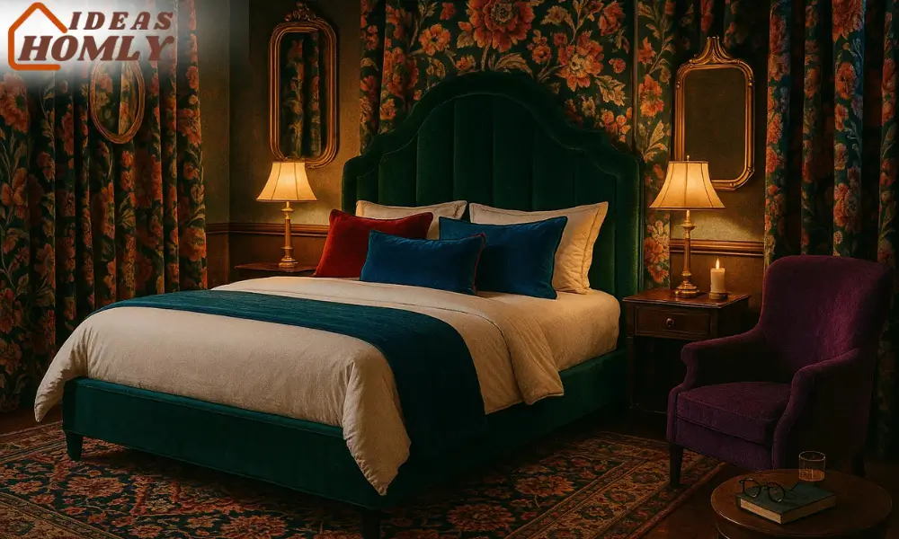 Jewel Tone Bedroom with Vibrant Luxury Meets Artful Patterns