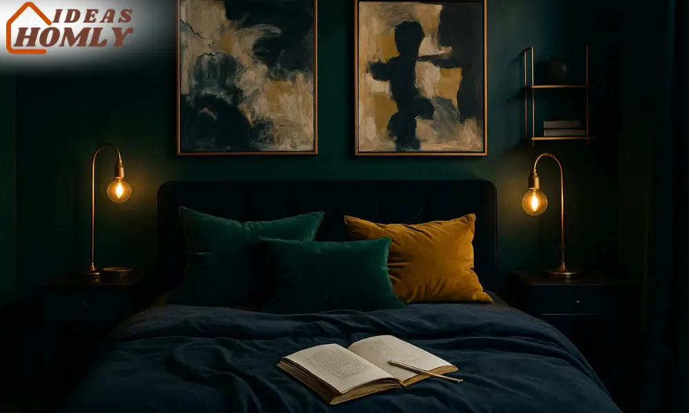 Jewel-Toned Bedroom with Velvet and Brass for Bold Creatives