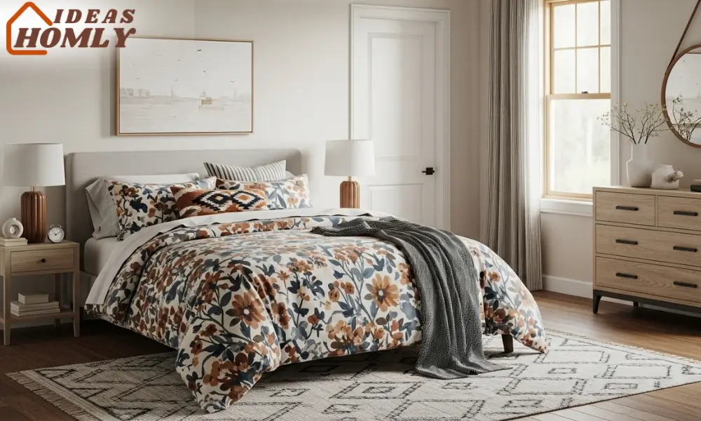 Layered Bedroom Textiles with Balanced Eclectic Patterns