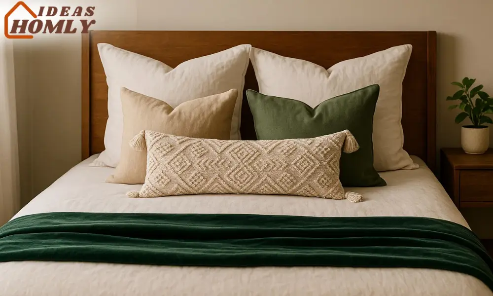 Layered Throw Blanket and Pillows in Designer Arrangement
