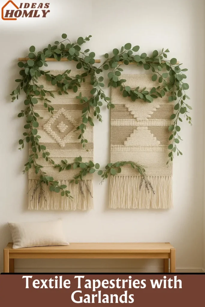 Leafy Garlands Woven Through Boho Tapestries for Earthy Wall Vibes