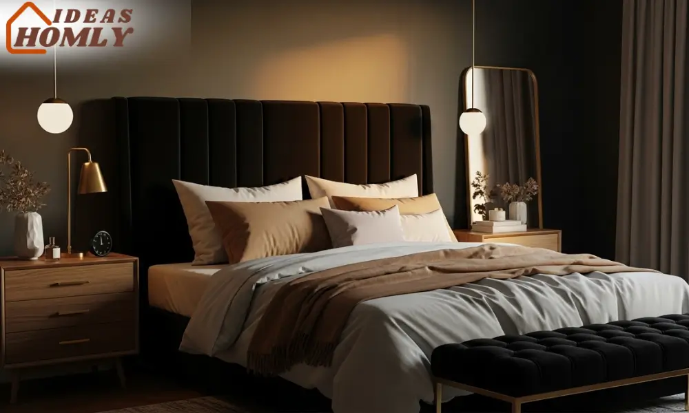Luxurious Black Velvet and Gold Bedroom Accents for a Glam Look