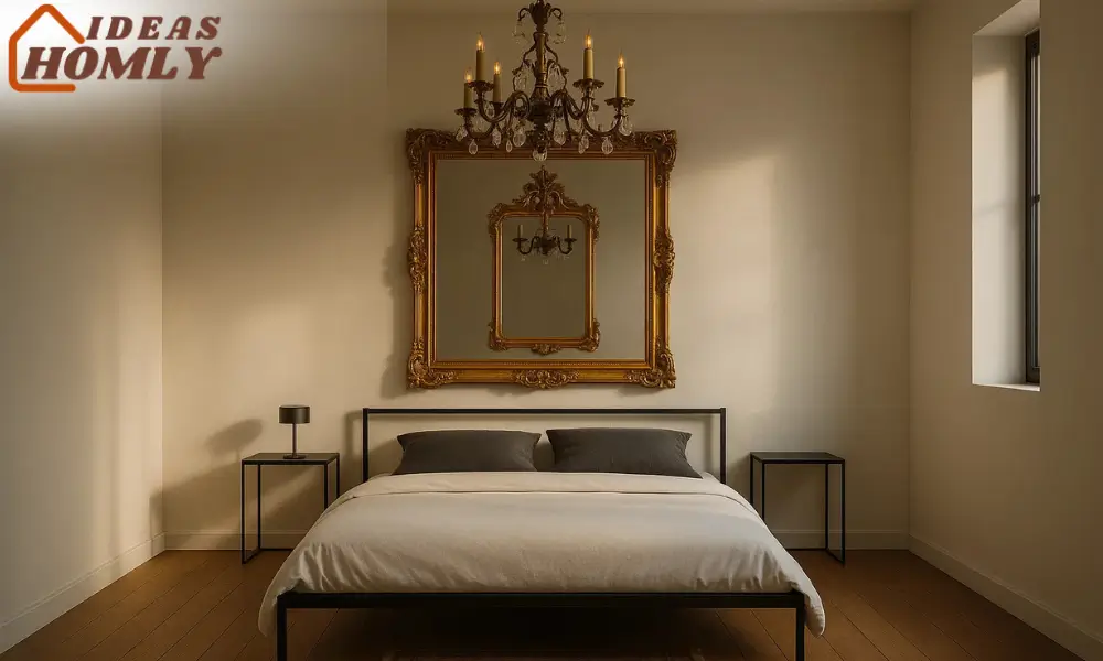 Minimalist Bedroom with Vintage Ornate Statement Decor