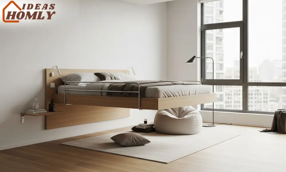 Minimalist Floating Loft Bed for a Spacious Look