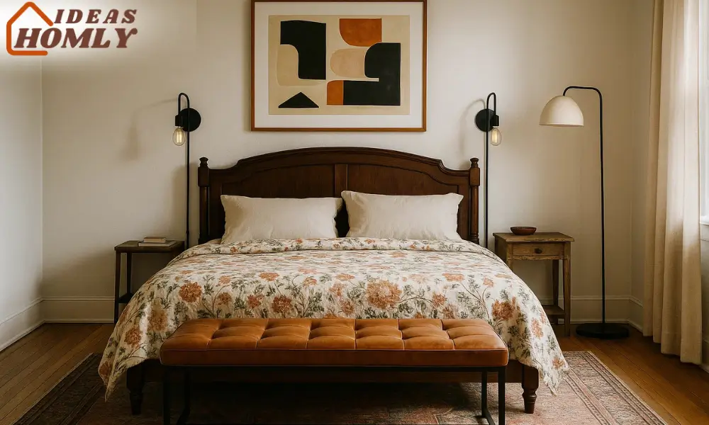 Modern-Vintage Fusion Bedroom with Balanced Decor