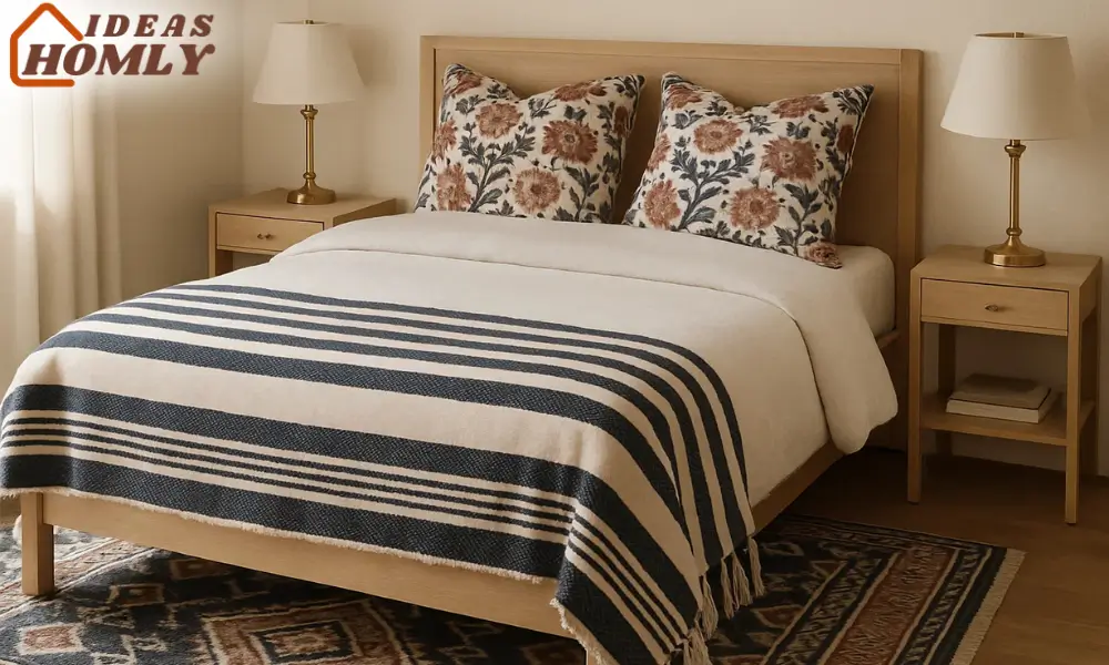 Pattern-Rich Textiles in a Stylish Small Bedroom Design