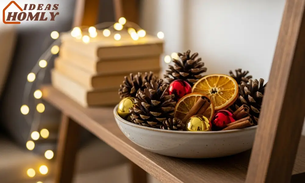 Pine Cone & Ornament Holiday Bowl for Instant Decor
