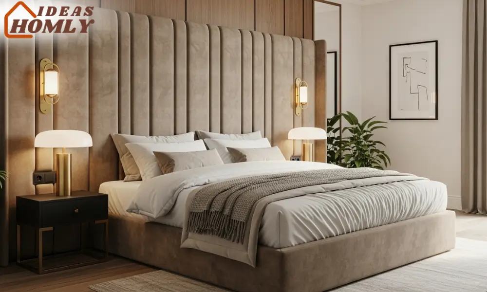 Plush Oversized Upholstered Headboard in a Luxury Bedroom