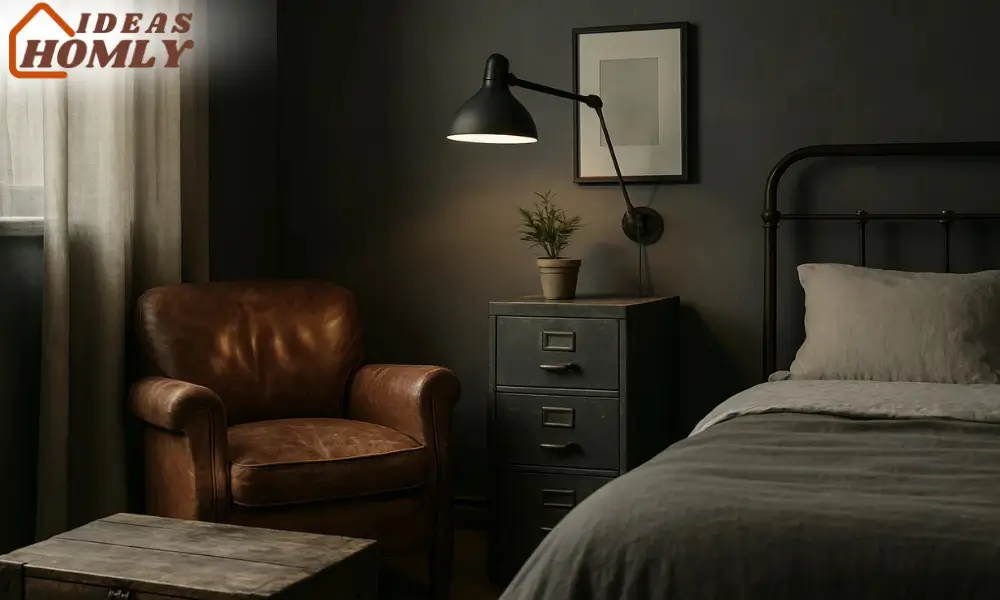 Repurposed Industrial Decor with Swing-Arm Utility Lighting