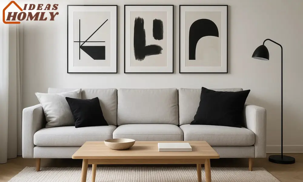 Scandinavian Style Wall With Monochrome Abstract Art