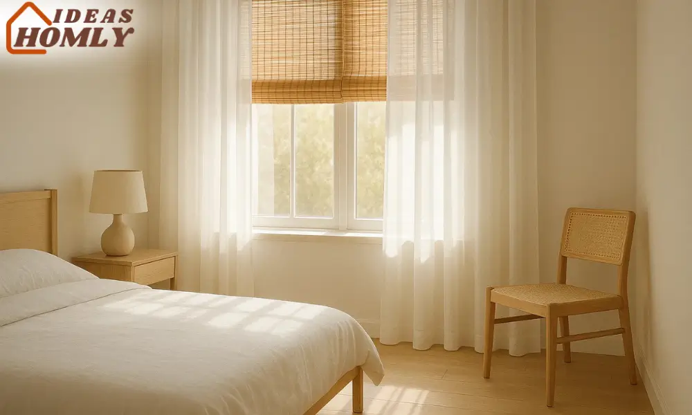 Sheer Drapes + Bamboo Blinds for Light and Privacy