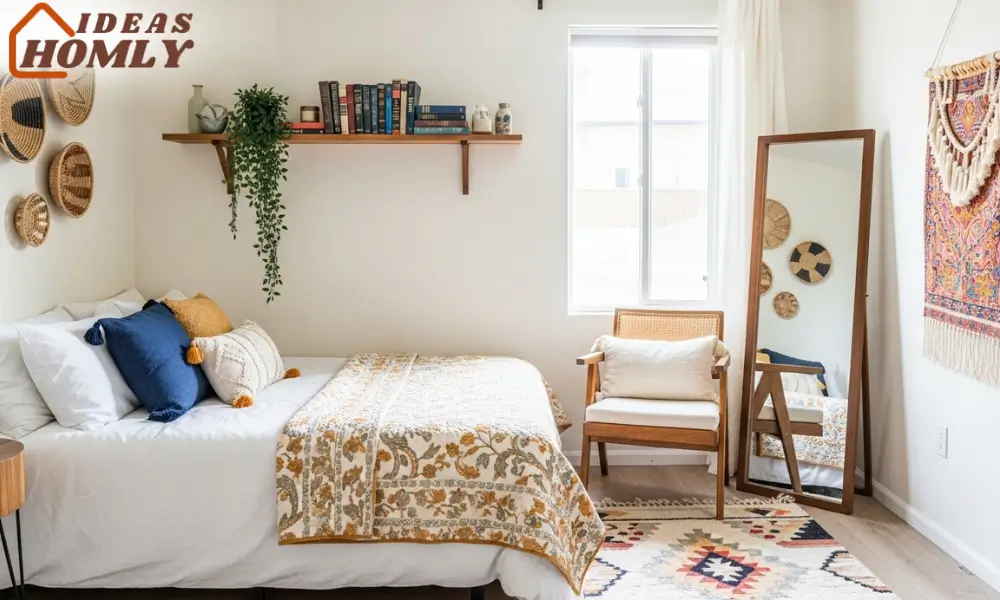 Small-Space Boho Bedroom with Minimalist Design Touches