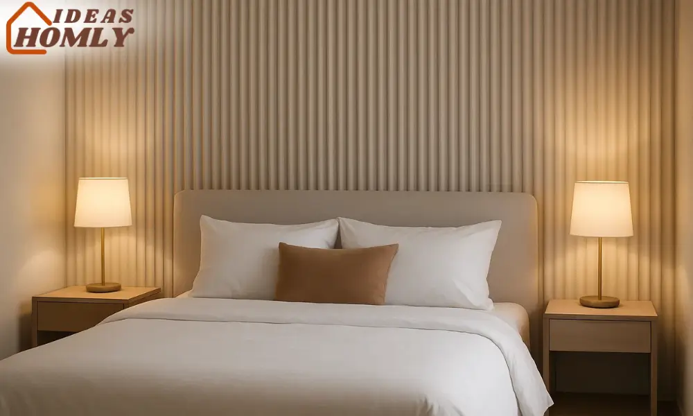 Sophisticated Statement Fluted Wall Paneling Behind Headboard