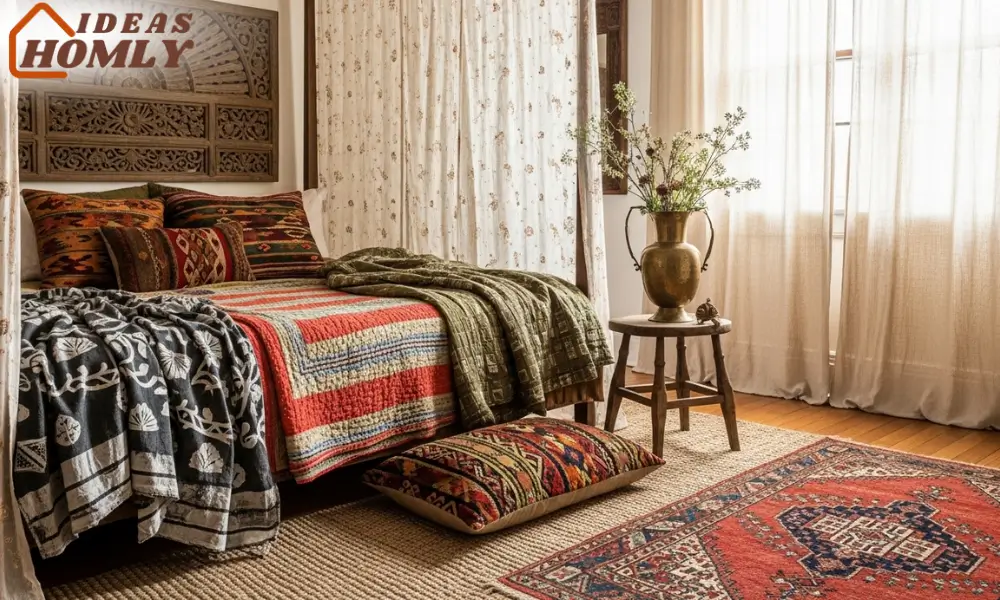 Textile-Rich Boho Bedroom with Global and Vintage Accents