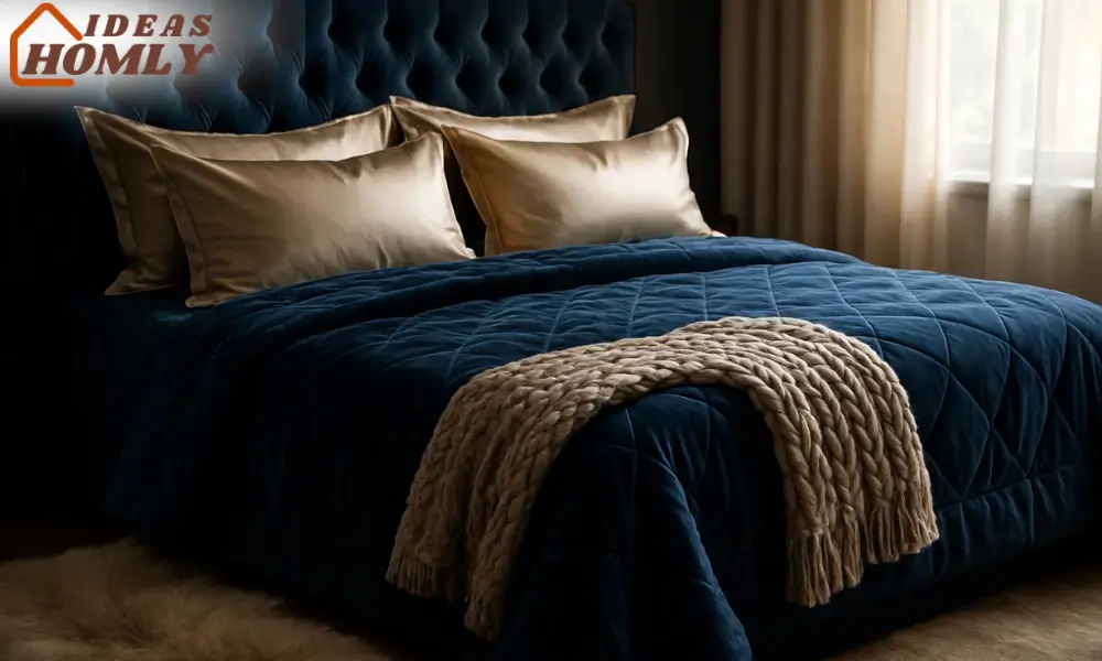 Velvet and Satin Bedding in a Glamorous Bedroom