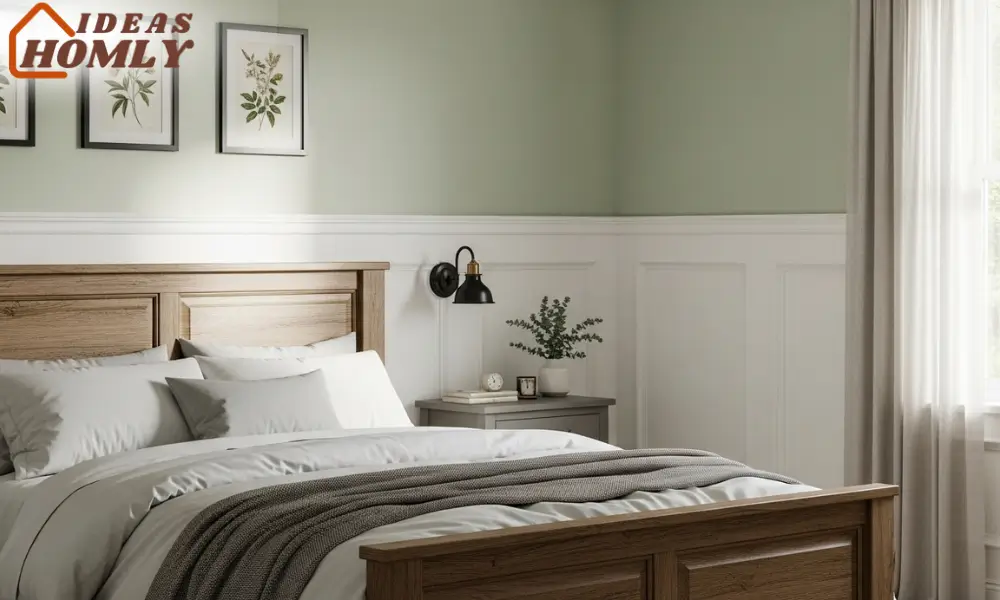 Vintage Elegance Beadboard Half-Wall in Cottage Bedroom