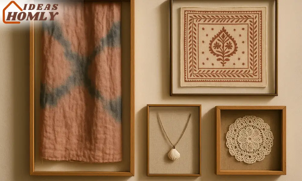 Vintage-Inspired Boho Wall Art with Framed Fabrics and Memories