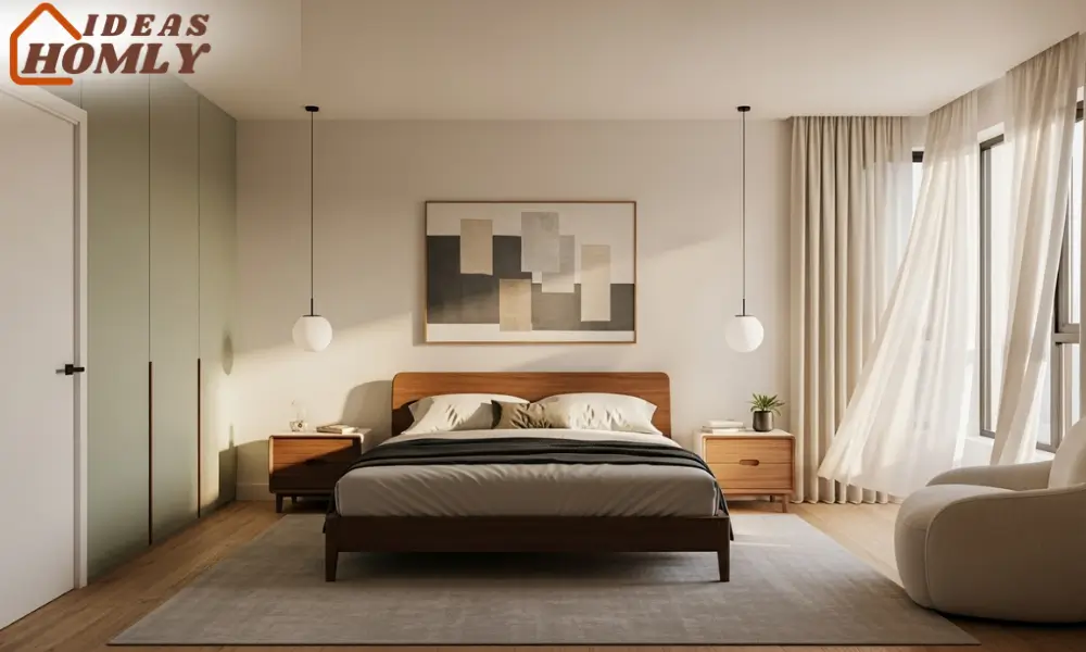 Zen-Layout Minimalist Bedroom with Balanced Space and Flow
