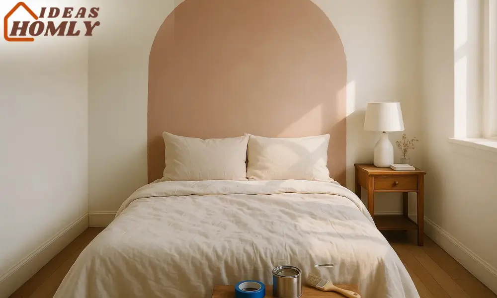diy painted wall arch bedroom focal point