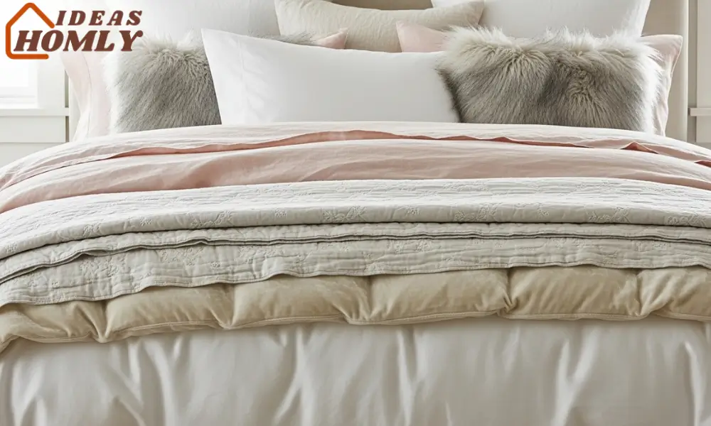 layered bedding luxury textures cotton linen velvet