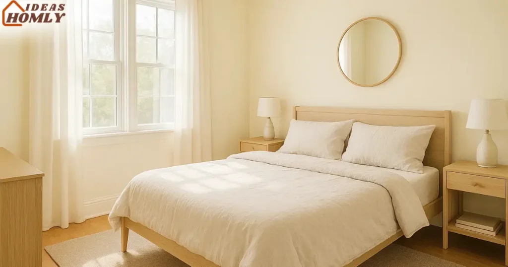 Bright Small Bedroom in Creamy Ivory Warm Neutral