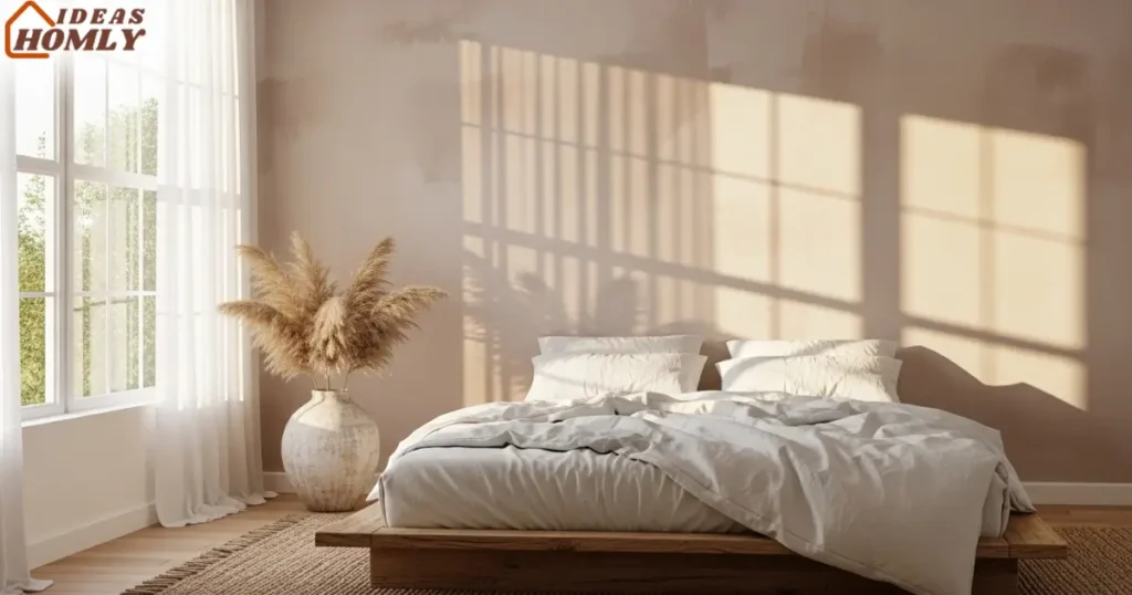 Cozy Bedroom with Natural Limewash Accent Wall