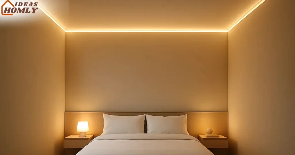Cozy Bedroom with Soft Perimeter Ceiling Lighting