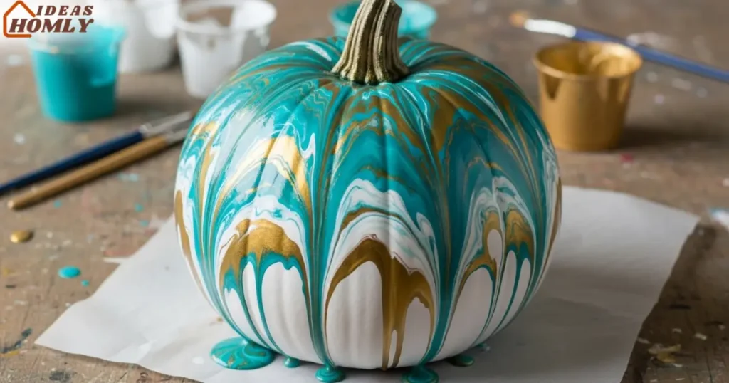 Dirty-Pour Marble Effect Pumpkin