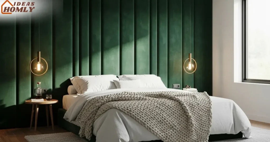 Luxurious Bedroom with Velvet Panel Accent Wall