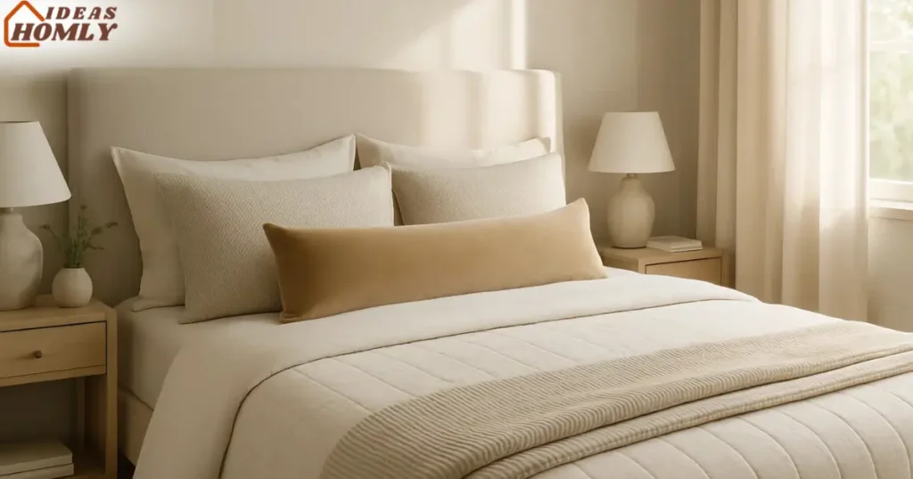 Neutral Textured Bedding in a Cozy Small Bedroom