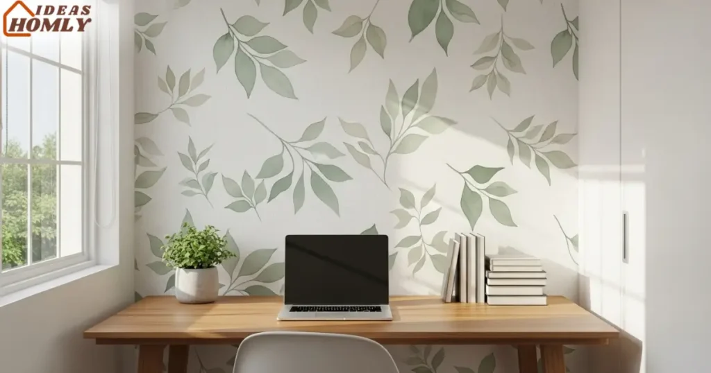 Peel-and-Stick Botanical Wall Mural in a Small Modern Room
