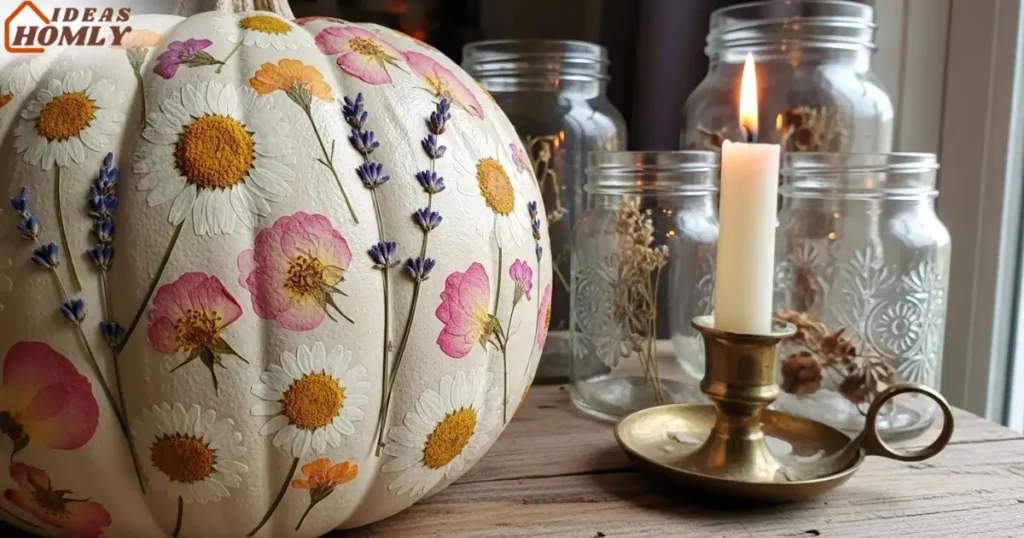 Pressed-Flower Decoupage Pumpkin