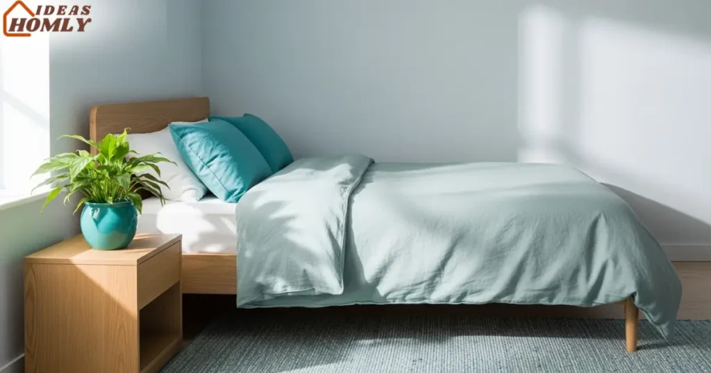 Soft Blue and Teal Analogous Color Scheme for Small Bedroom