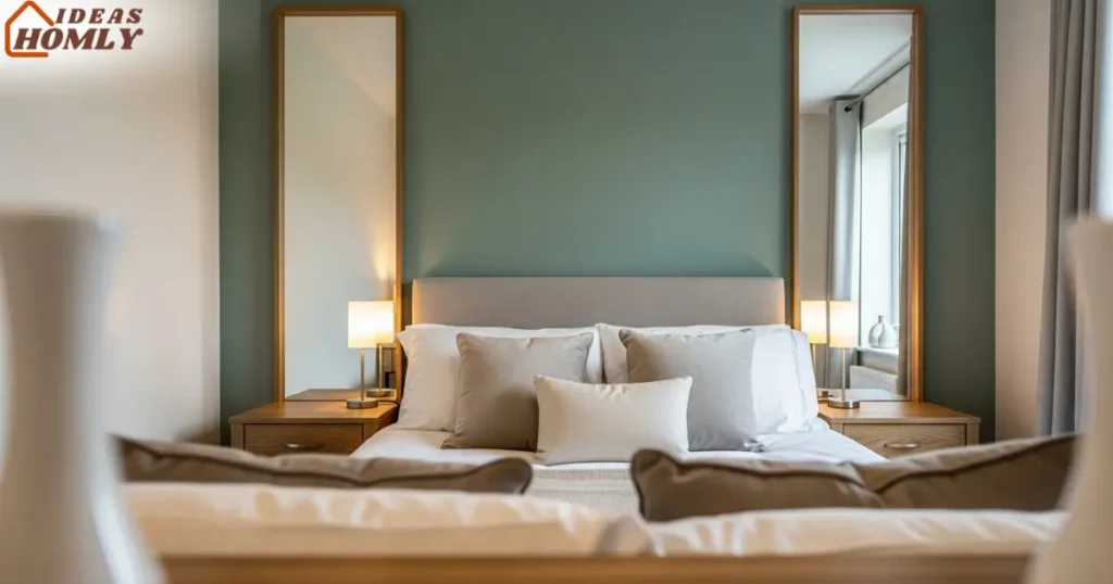 Tall Narrow Mirrors Behind Nightstands to Enhance Bedroom Height