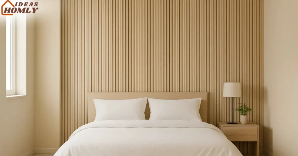 Tone-on-Tone Vertical Wood Slat Accent Wall for Small Spaces