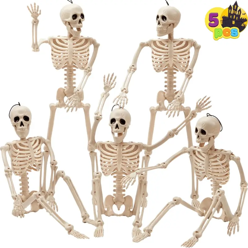 5 PCS Posable Halloween Skeleton Decor