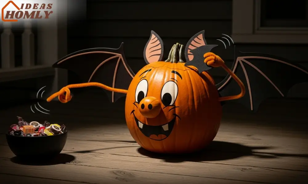 Cartoon Bat Pumpkin with Rubber-Hose Arms